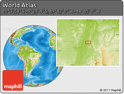 Physical Location Map of the Area around 9° 46' 31" S, 49° 13' 30" W