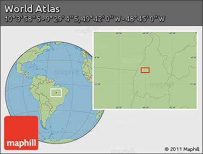 Savanna Style Location Map of the Area around 9° 46' 31" S, 49° 13' 30" W