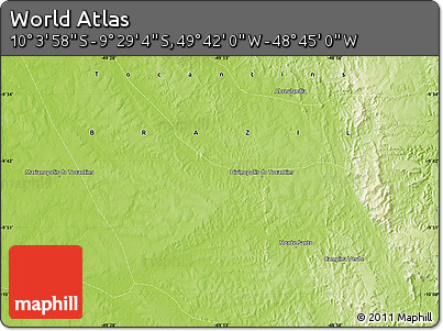 Physical Map of the Area around 9° 46' 31" S, 49° 13' 30" W