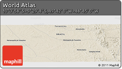 Shaded Relief Panoramic Map of the Area around 9° 46' 31" S, 49° 13' 30" W