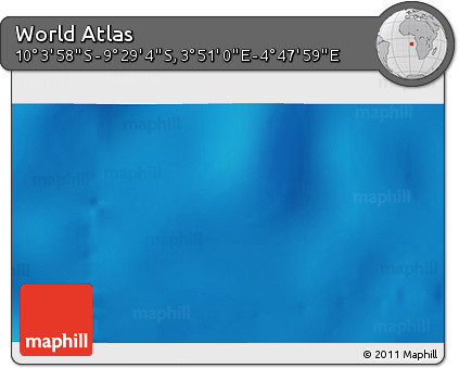 Physical 3D Map of the Area around 9° 46' 31" S, 4° 19' 30" E