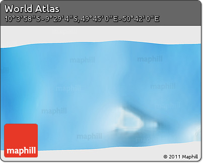 Physical 3D Map of the Area around 9° 46' 31" S, 50° 13' 30" E