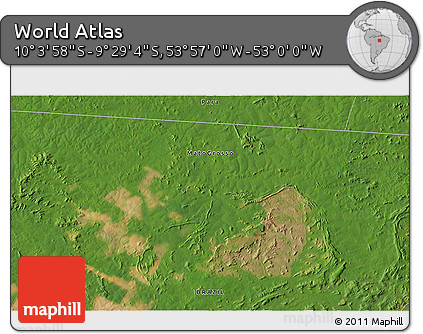 Satellite 3D Map of the Area around 9° 46' 31" S, 53° 28' 30" W