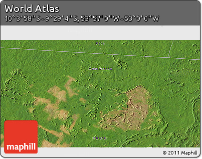 Satellite 3D Map of the Area around 9° 46' 31" S, 53° 28' 30" W