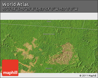 Satellite 3D Map of the Area around 9° 46' 31" S, 53° 28' 30" W