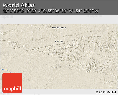 Shaded Relief 3D Map of the Area around 9° 46' 31" S, 55° 10' 29" W