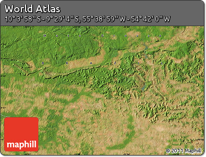 Satellite Map of the Area around 9° 46' 31" S, 55° 10' 29" W