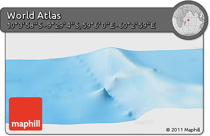Physical Panoramic Map of the Area around 9° 46' 31" S, 59° 34' 30" E