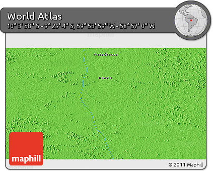 Political 3D Map of the Area around 9° 46' 31" S, 59° 25' 29" W