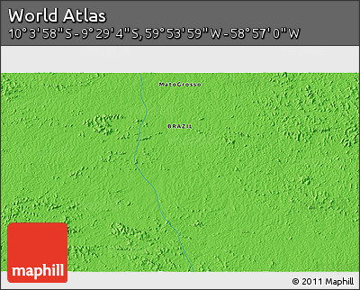 Political 3D Map of the Area around 9° 46' 31" S, 59° 25' 29" W