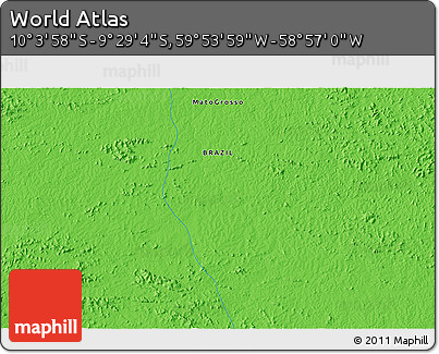 Political 3D Map of the Area around 9° 46' 31" S, 59° 25' 29" W