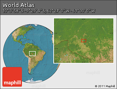 Satellite Location Map of the Area around 9° 46' 31" S, 61° 58' 30" W
