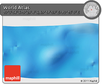Physical 3D Map of the Area around 9° 46' 31" S, 69° 46' 30" E