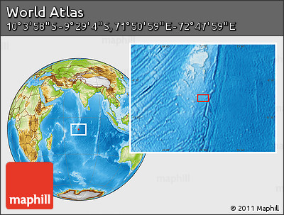 Physical Location Map of the Area around 9° 46' 31" S, 72° 19' 29" E