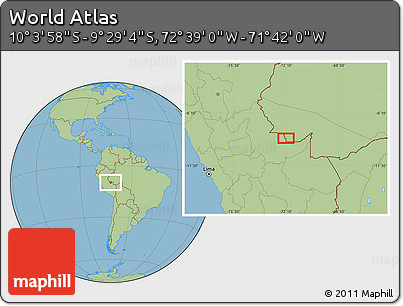 Savanna Style Location Map of the Area around 9° 46' 31" S, 72° 10' 30" W