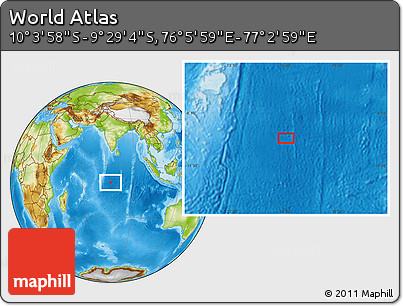 Physical Location Map of the Area around 9° 46' 31" S, 76° 34' 29" E