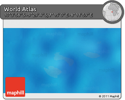 Physical 3D Map of the Area around 9° 46' 31" S, 7° 43' 29" E