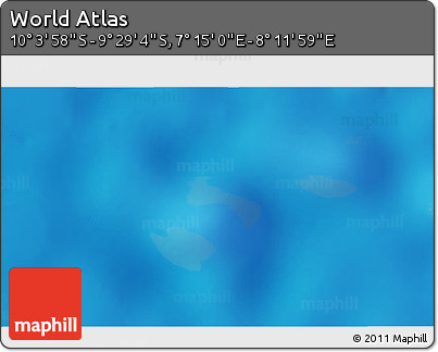 Physical 3D Map of the Area around 9° 46' 31" S, 7° 43' 29" E