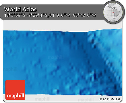Physical 3D Map of the Area around 9° 46' 31" S, 80° 40' 30" W