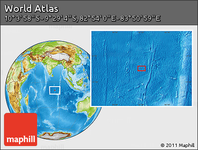 Physical Location Map of the Area around 9° 46' 31" S, 83° 22' 30" E
