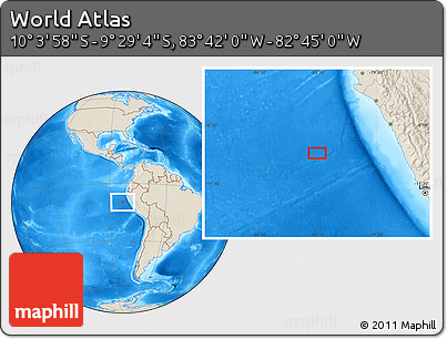 Shaded Relief Location Map of the Area around 9° 46' 31" S, 83° 13' 29" W