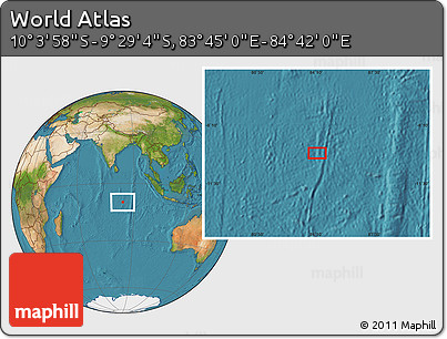 Satellite Location Map of the Area around 9° 46' 31" S, 84° 13' 29" E
