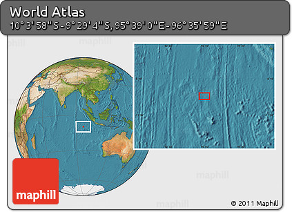 Satellite Location Map of the Area around 9° 46' 31" S, 96° 7' 30" E