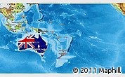 Flag 3D Map of Australia and Oceania, physical outside