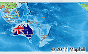 Flag 3D Map of Australia and Oceania, political outside