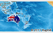 Flag 3D Map of Australia and Oceania, political shades outside