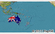 Flag 3D Map of Australia and Oceania, satellite outside