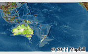 Physical 3D Map of Australia and Oceania, darken