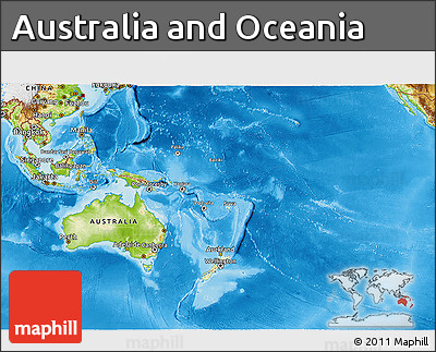 Physical 3D Map of Australia and Oceania