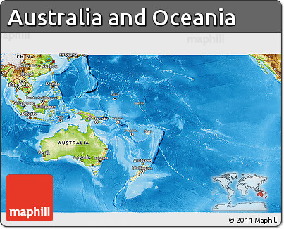 Physical 3D Map of Australia and Oceania