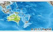 Physical 3D Map of Australia and Oceania, semi-desaturated, land only