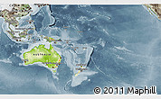 Physical 3D Map of Australia and Oceania, semi-desaturated