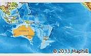 Political 3D Map of Australia and Oceania, physical outside