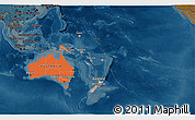 Political Shades 3D Map of Australia and Oceania, darken