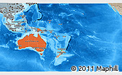 Political Shades 3D Map of Australia and Oceania, semi-desaturated, land only