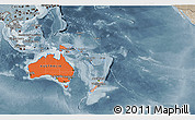 Political Shades 3D Map of Australia and Oceania, semi-desaturated