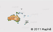 Satellite 3D Map of Australia and Oceania, cropped outside