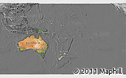 Satellite 3D Map of Australia and Oceania, desaturated