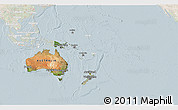 Satellite 3D Map of Australia and Oceania, lighten