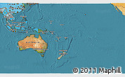 Satellite 3D Map of Australia and Oceania, political shades outside, satellite sea
