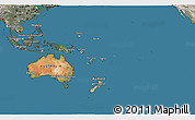 Satellite 3D Map of Australia and Oceania, semi-desaturated, land only