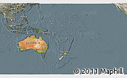 Satellite 3D Map of Australia and Oceania, semi-desaturated