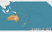 Satellite 3D Map of Australia and Oceania, single color outside