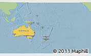 Savanna Style 3D Map of Australia and Oceania, single color outside