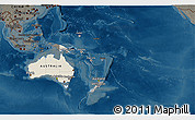 Shaded Relief 3D Map of Australia and Oceania, darken