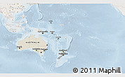 Shaded Relief 3D Map of Australia and Oceania, lighten